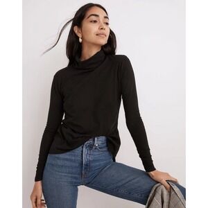 Madewell Whisper Cotton Turtleneck T-Shirt True Black Basic Minimalist Medium